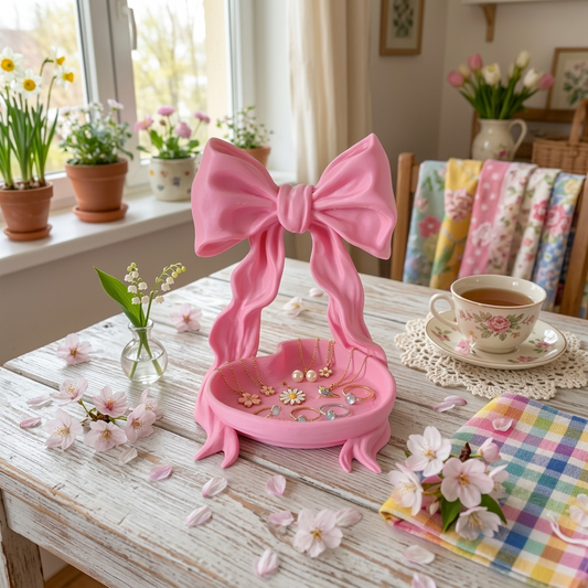 Portabijoux / portacioccolatini fiocco rosa baby in PLA