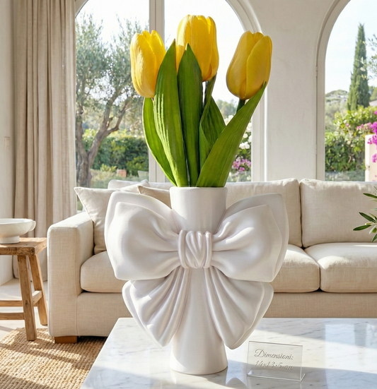 Vaso elegance fiocco bianco