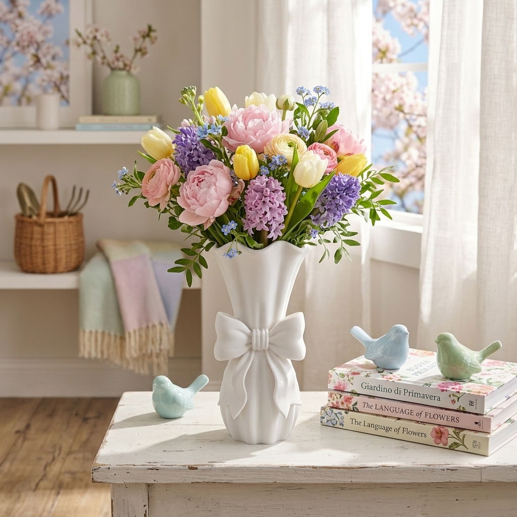 Vaso fiocco Princess bianco in PLA