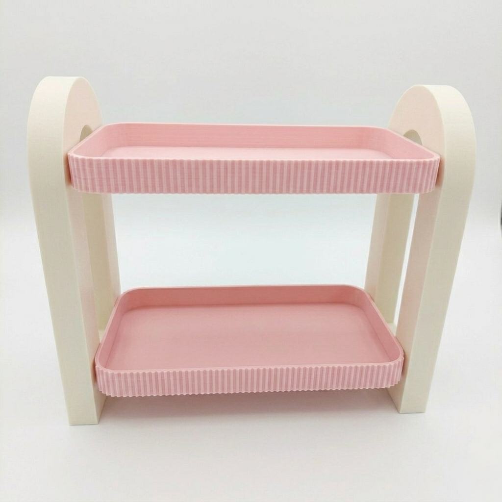 Portaoggetti con mensole in PLA bianco e rosa