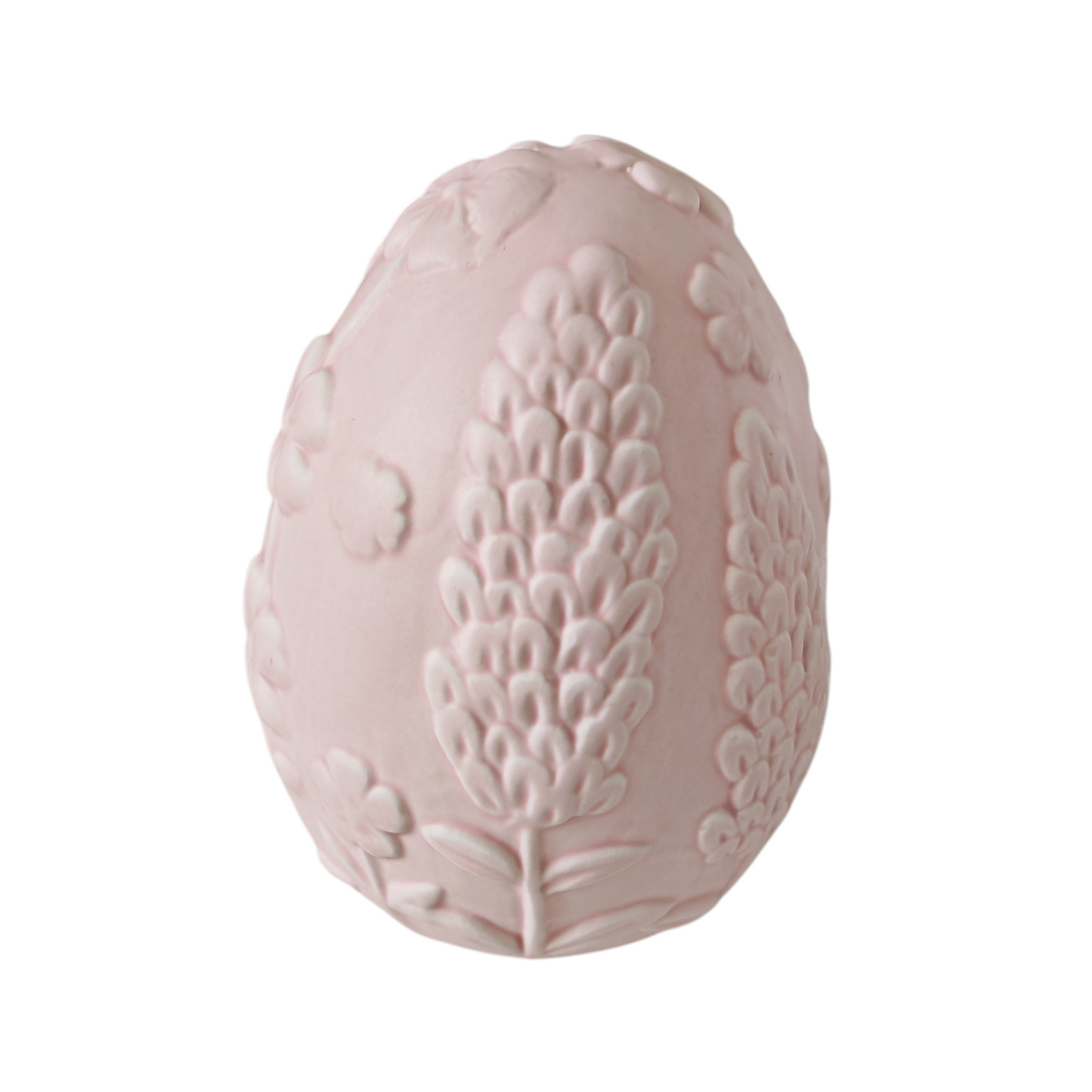 Uovo rosa decorato in ceramica