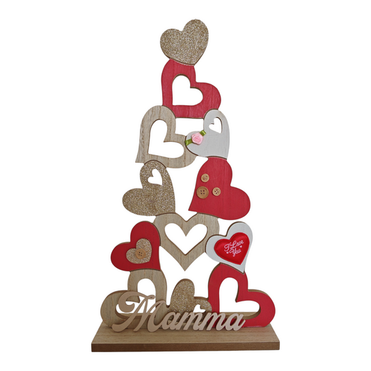 Piramide cuori d'appoggio maxi in legno