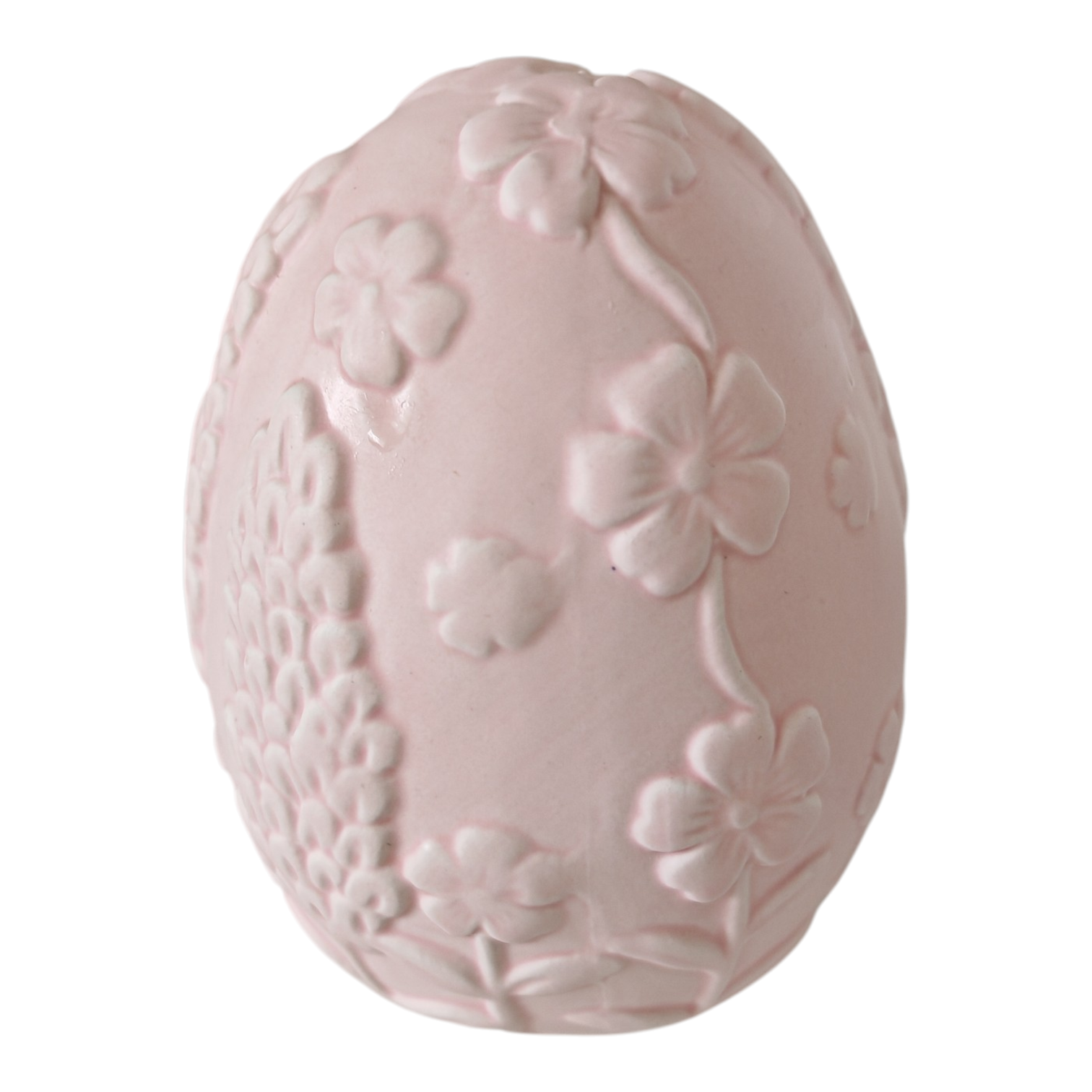 Uovo rosa decorato in ceramica
