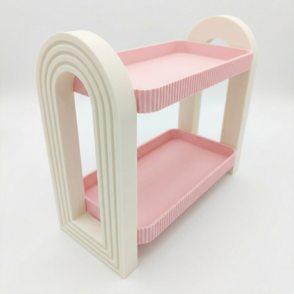 Portaoggetti con mensole in PLA bianco e rosa