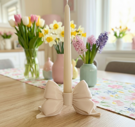 Portacandela fiocco beige