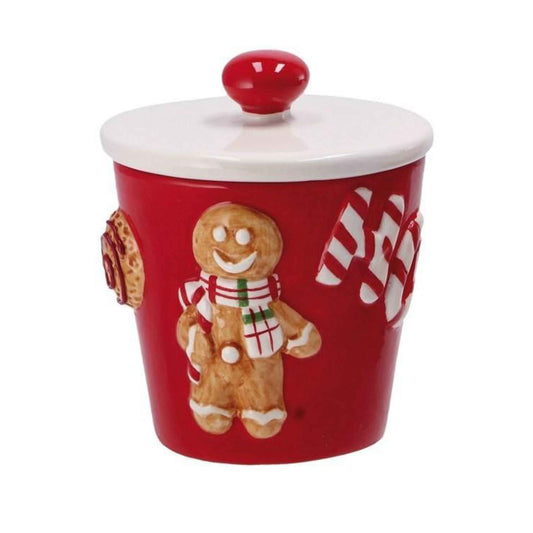 Barattolo in ceramica Omino pan di zenzero rosso